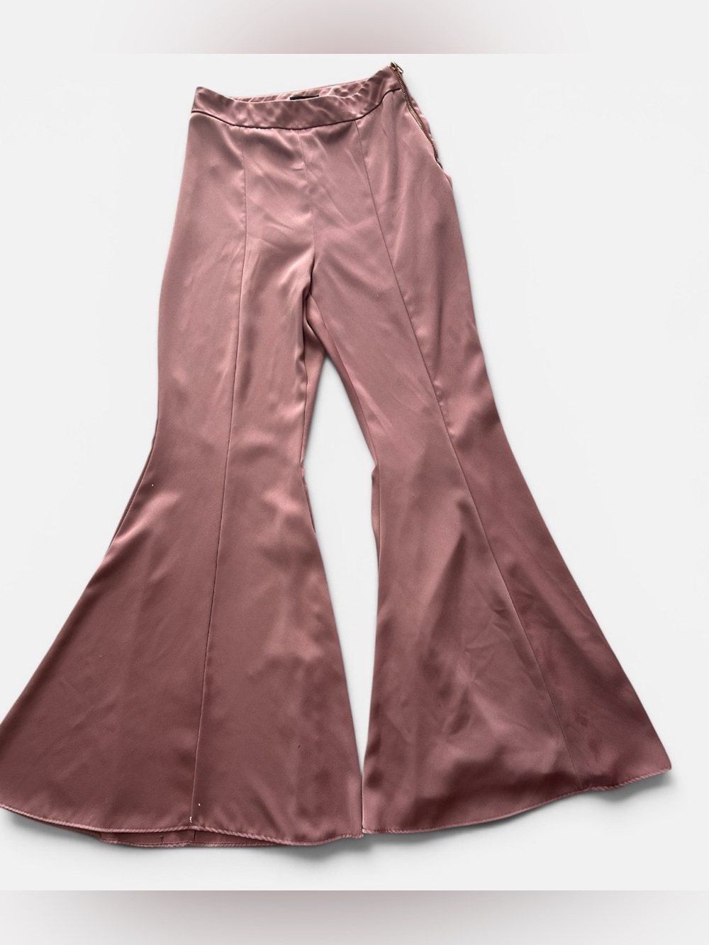 Topshop Pink Extreme Wide Leg High Waisted Satin Flare Pants Women’s Size 6